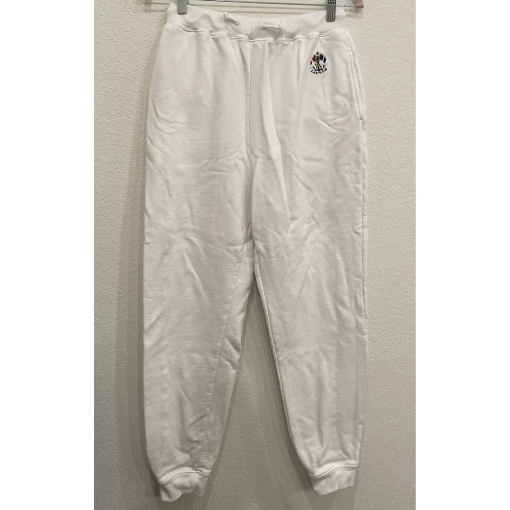 Women's LRL White Sweat pants Large Vintage Monogram Lauren Ralph Lauren Cotton‎